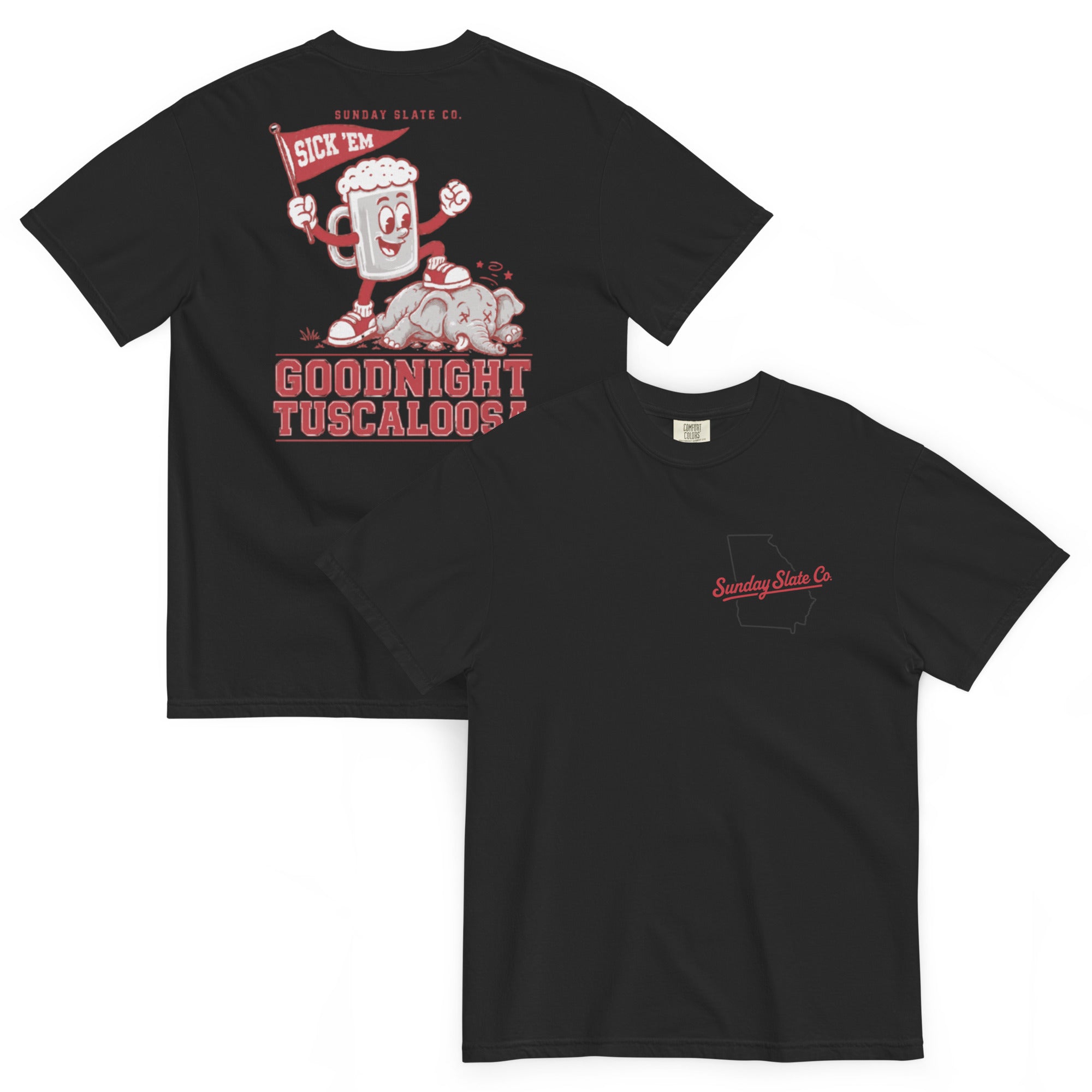 Goodnight Tuscaloosa Georgia rivals t-shirt in Black, front and back