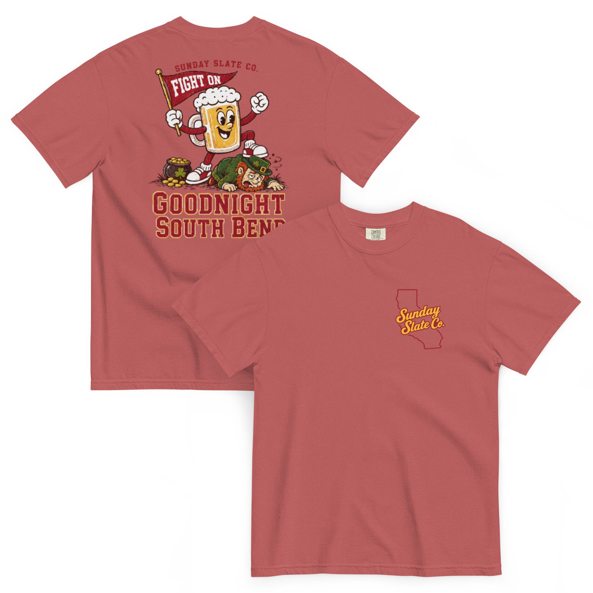 Goodnight South Bend USC rivals t-shirt in Crimson, front and back