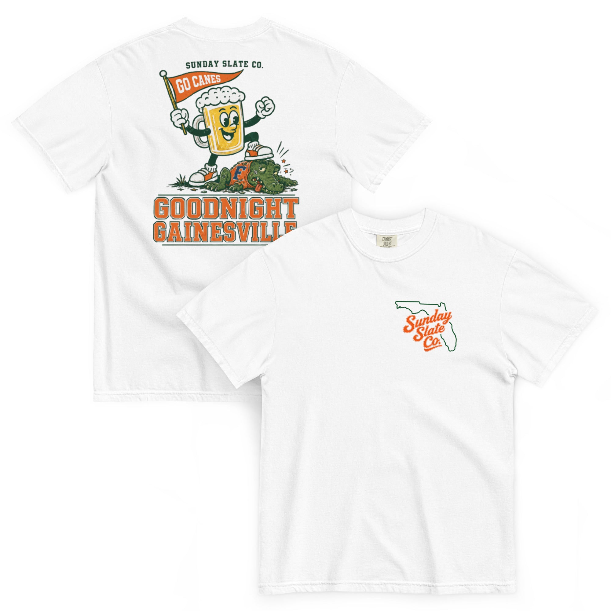 Goodnight Gainesville Miami rivals t-shirt in White, front and back
