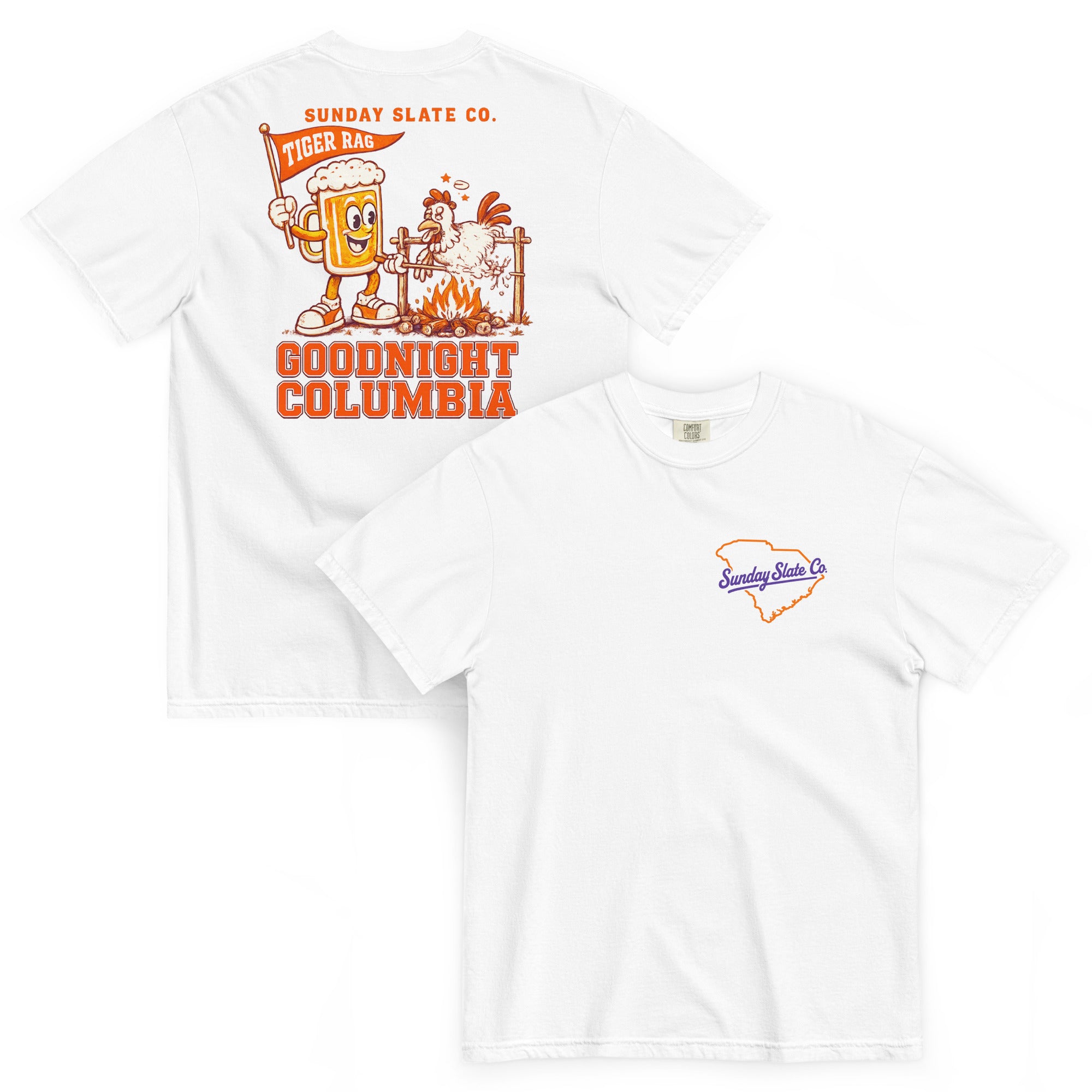 Goodnight Columbia Clemson rivals t-shirt in White, front and back